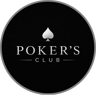 Logo do Poker's Club, com naipe de espadas em cima do nome, com fundo preto